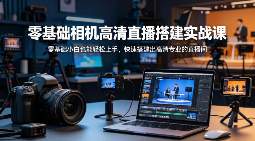 零基础相机高清直播间搭建实战课，小白也能轻松上手，快速搭建出高清专业的直播间-90网_网创项目平台_网络项目资源网-90wang.com